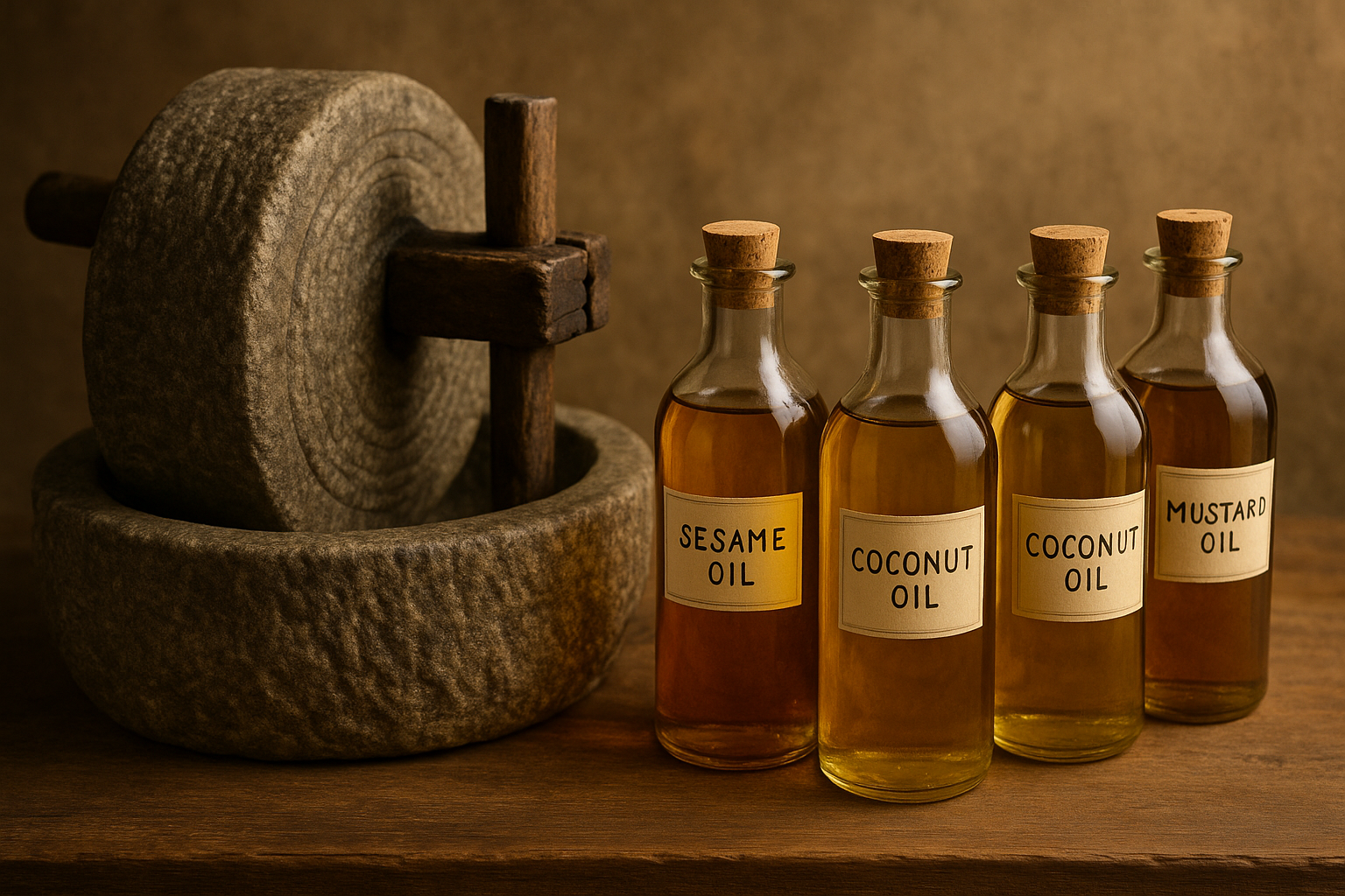 stone-pressed oil bottles and that stone 